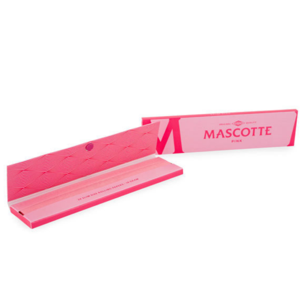 Mascotte Pink Slim Rolling Papers - naturally colored, 100% hemp papers, slow-burning, leightweight, magnetic closure. slim size.